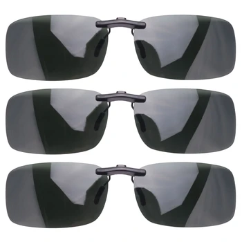 3X Солнцезащитные очки с прозрачными темно-зелеными поляризованными линзами унисекс с клипсами