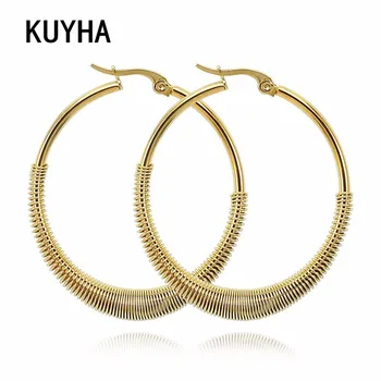 Круглые серьги-кольца в стиле панк Золотого цвета, серьги диаметром 45 мм, модные украшения, повседневная горячая распродажа
