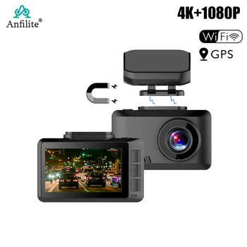 Ultra HD 4K 2,45-Дюймовый Автомобильный Видеорегистратор 3840x2160P Портативный Рекордер GPS Послужной Список 1080P Камера Заднего Вида Монитор Обнаружения Движения Dash Cam