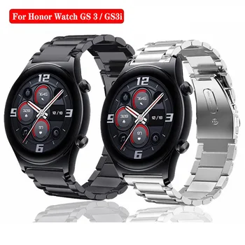 Металлический ремешок + кожаный ремешок для часов Huawei Honor watch GS3, ремешок GS 3i, браслет из нержавеющей стали для часов Honor watch GS Pro, ремешок для часов