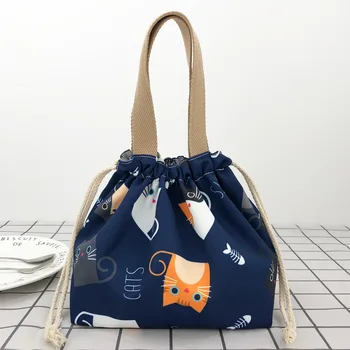 Водонепроницаемая сумка-ланч-бокс на шнурке, японская милая мультяшная сумка для ланча с рисом, переносная сумка