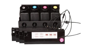 Система объемных УФ-чернил для широкоформатных принтеров Roland/Mimaki/Mutoh, 4 флакона чернил + 4 картриджа с УФ-чернилами CISS