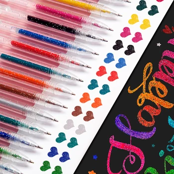 Выдвижные гелевые ручки с блестками, яркая металлическая ручка с блестками 1,0 мм, цвета для раскрашивания открыток для каллиграфии, рисования в журнале.