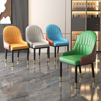 Скандинавские стулья для столовой, домашнее кожаное кресло, кресло для отдыха в кафе, простой табурет со спинкой, дизайнерская мебель для ресторана