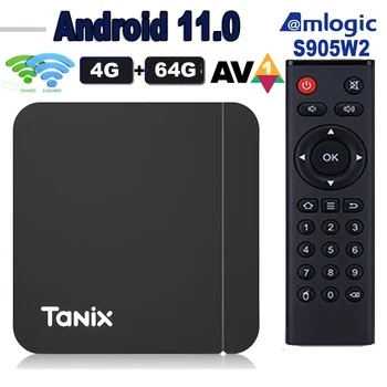 Tanix W2 Android 11 TV Box Amlogic S905W2 16 ГБ 32 ГБ 64 ГБ AV1 2,4 Г 5 Г Двойной Wifi BT4.1 3D H.265 4K HDR медиаплеер