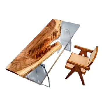 Арт-стол из эпоксидной смолы, речной стол из цельного дерева, бревенчатая доска, чайный столик 