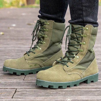 37-48 Военные тренировочные боевые ботинки, Походная обувь для скалолазания, Армейские Зеленые Высокие Тактические ботинки для пустыни, Рабочая обувь безопасности