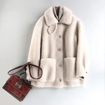 Женское осенне-зимнее элегантное пальто из искусственного меха 2021, женская теплая мягкая куртка из искусственного меха, женское пальто с карманом, повседневная верхняя одежда Z679