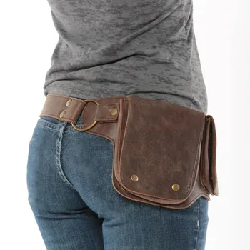 Средневековый регулируемый карман на ремне, женская винтажная кожаная набедренная сумка, поясная сумка, кошелек для косплея рыцаря Викинга Пирата