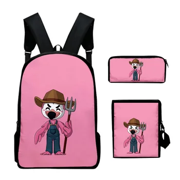Мультяшная новинка flim flam flamingo, 3 шт./компл., рюкзак с 3D принтом, Школьная сумка для книг, рюкзак для ноутбука, сумка на плечо, пенал