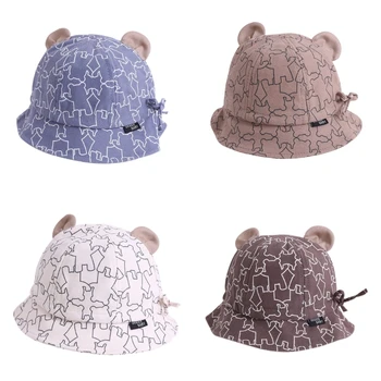 D7WF Весенняя панама для малышей Летние шапки Гендерно Нейтральные детские шапочки с медвежьим принтом