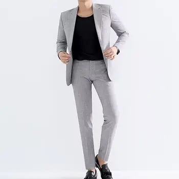 Куртка + брюки, комплект из 2 предметов / 2023, Модное новое мужское повседневное Бутик-деловое платье, свадебный костюм жениха, пальто, Блейзеры, брюки