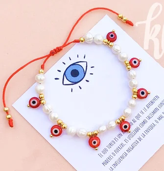 5шт Новые Модные медные бусины 2023 года с браслетом из пресноводного жемчуга, турецкие украшения Lucky Eye для женщин и девушек