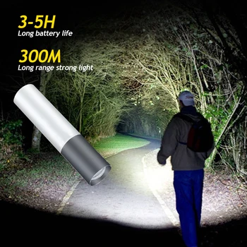 USB Перезаряжаемый мини-фонарик, светодиодный фонарик, водонепроницаемый телескопический мощный фонарик, лампа для работы на открытом воздухе, переносной фонарик с зумом
