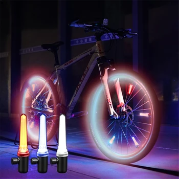 Интеллектуальные велосипедные светодиодные фонари Крышка клапана шины Фонарик Воздушный клапан для шин автомобиля Мотоцикла Лампа для колесных спиц Аксессуары для велосипедов