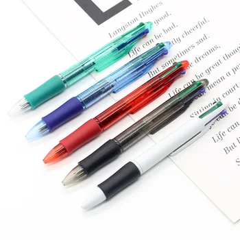 1 шт. Креативная шариковая ручка 4 в 1, красочные Выдвижные Шариковые ручки, Многофункциональная ручка для письма маркером, канцелярские принадлежности