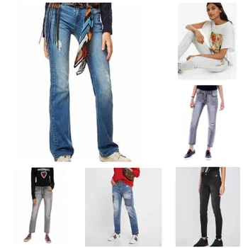 Случайные 2023 новой испанской внешней торговли женская мода печатных вышитые джинсы