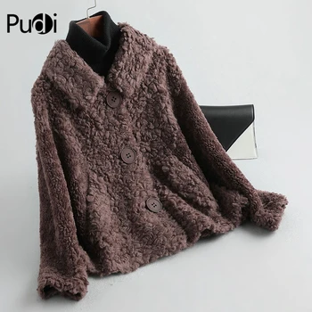 Женская зимняя шуба из натуральной шерсти PUDI, теплая куртка для девочек, женские куртки из овечьего меха, парки больших размеров A79251