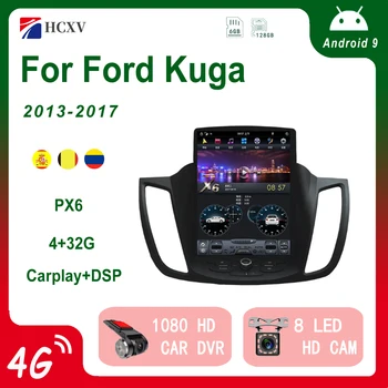 Tesla styel Android 11,0 PX6 Автомобильный DVD-плеер GPS-Навигация Для Ford Kuga Авто радио Мультимедийный плеер Головное устройство dsp DAB +