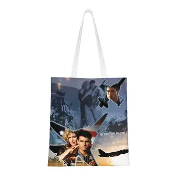 Холщовая сумка для покупок Top Gun Maverick, женская сумка для переработки продуктов, американский боевик, сумки для покупок из фильма Тома Круза