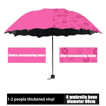 Женские переносные зонты, Ветрозащитные, 3-складывающиеся, цветущие в воде, меняющие цвет, Солнцезащитный / дождевой зонт xobw