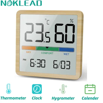 NOKLEAD Домашний измеритель температуры и влажности в помещении ЖК-цифровой термометр Гигрометр Датчик метеостанции Домашние часы