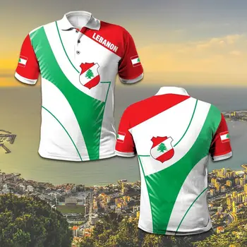 Флаг Ливана и герб Индивидуальные рубашки Поло Летняя Повседневная уличная одежда Мужская мода Свободный Трикотаж Плюс размер спортивной одежды