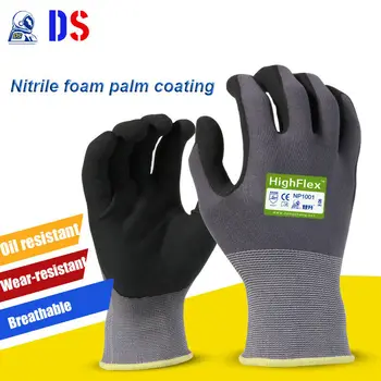 1 Пара рабочих перчаток с нитриловым защитным покрытием, перчатки с покрытием ладоней, рабочие перчатки механика