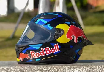 Мужской мотоциклетный шлем, принадлежности для мотошлемов, Аксессуары для мотокросса, шлем для скутера Cafe Racer, женский велосипед Red Bull