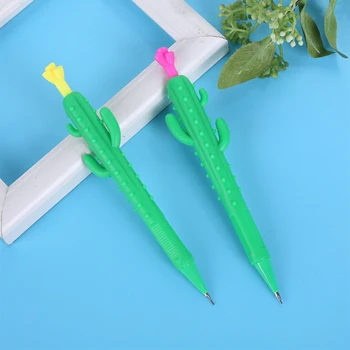 3 шт./лот 0.5 мм Милый зеленый кактус Механические карандаши Детские Студенческие канцелярские принадлежности