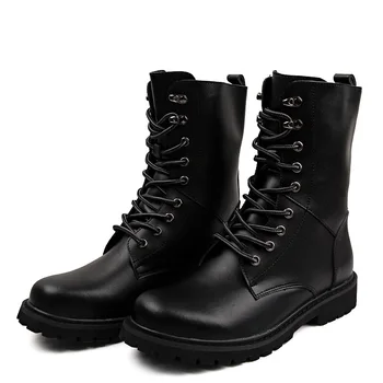 Весенне-осенние военные ботинки для мужчин, черные, коричневые мужские мотоциклетные ботинки, кожаные тактические ботинки большого размера, мужские резиновые боевые ботинки