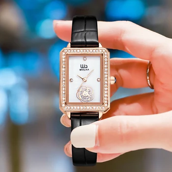 Женские часы WIILAA Fashion с маленьким циферблатом, Тонкое простое модное платье на кожаном ремне, кварцевые часы, женские наручные часы Montre Femme