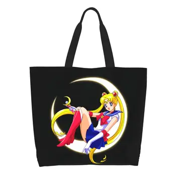 Холщовые сумки для покупок из аниме Moon Girl, женские портативные сумки для покупок большой емкости, японская седзе-манга, сумки для покупок в стиле Сейлор
