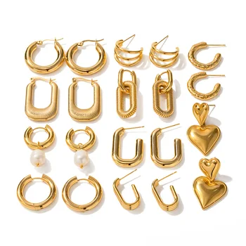 Нежные женские легкие серьги-кольца из 18-каратного золота, круглые изящные серьги из нержавеющей стали, украшения для девочек