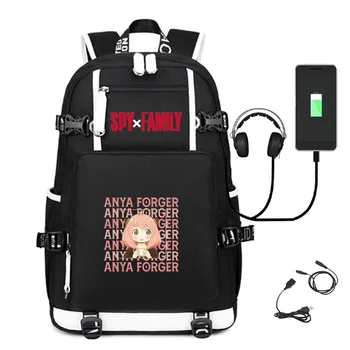 Семейный USB-рюкзак Anime Spy x, Сумка для книг, Школьные сумки для студентов, Повседневная Дорожная сумка для подростков, USB-сумки для ноутбуков