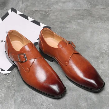 Мужские модельные туфли ручной работы из искусственной кожи в британском стиле, свадебные туфли на плоской подошве, кожаные оксфорды, официальная обувь