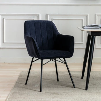 Темно-синий обеденный стул, современный обеденный стул с металлическими ножками, для гостиной, 1 шт./кор.