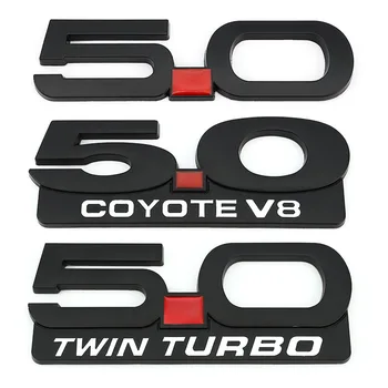 Автомобильная Наклейка 5.0 Отделка Переднего Капота Решетка Радиатора Эмблема Значок Заднего Багажника 3D Автомобильные Наклейки для 5.0 Coyote V8 TWIN Turbo Эмблема Ford Mustang