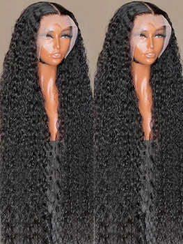 Прозрачные парики из человеческих волос на кружеве, вьющиеся, с глубокой волной, парик на кружеве для женщин, предварительно выщипанный Бразильский парик на кружеве 13X6 360