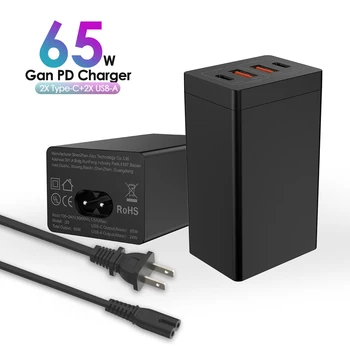USB зарядная станция GAN 65W 4-портовый зарядный концентратор Quick Charger QC4.0 QC PD3.0 PD Type-C USB настенное зарядное устройство