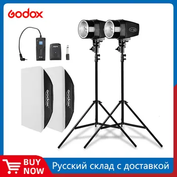 Комплект стробоскопической студийной вспышки Godox 360Ws 2x K-180A с Триггером RT-16 и софтбоксом 2x 50x70 см и Осветительной Подставкой 2x 190 см