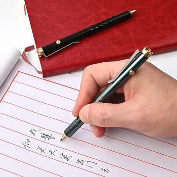 Ручка Bolt Action Карманная выдвижная шариковая ручка Металлическая ручка для подписи, удобная для письма для самозащиты на открытом воздухе F19E