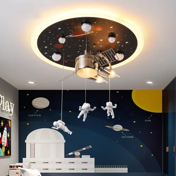 Космическая станция, Мультяшная детская лампа, Светодиодный потолочный светильник, Спальня, Детский сад, Креативный космический корабль, Светодиодные фонари