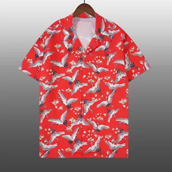 Летняя рубашка с принтом животных и Птиц, Повседневная мужская рубашка 2023 года, Уличная одежда, Camisa Fashion Masculina, Рубашка Moda Hombre