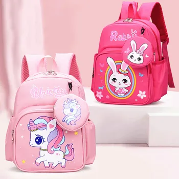 Детский школьный рюкзак с рисунком единорога и кролика с принтом Мальчик Мальчик Девочка Детский Детский сад Детский Ортопедический рюкзак