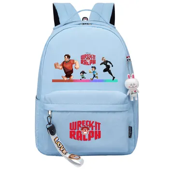 Disney Wreck-It Ralph Kawaii Для мальчиков и девочек, детские сумки для школьных книг, Женский рюкзак для подростков, холщовый рюкзак для ноутбука, дорожный рюкзак