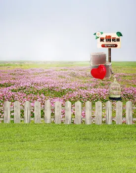 5x7ft Газон Розовые цветы Забор Фотофоны Реквизит для фотосъемки Студийный фон