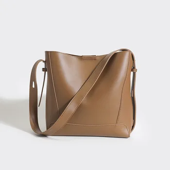 Сумка через плечо из натуральной кожи, повседневная сумка-тоут для женщин, новый роскошный дизайн, большая вместительность, модная сумка-ведро через плечо