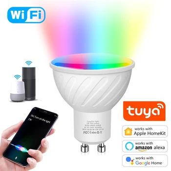 Приложение Homekit / Tuya APP Spotlight Светодиодная лампа GU10 E27 WiFi Smart Lamp RGB + Теплый Белый, Совместимый с Alexa / Google Home