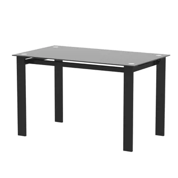 Современный обеденный стол из закаленного стекла черного цвета \ Простые прямоугольные металлические ножки для стола В гостиной, Кухонный стол черного цвета